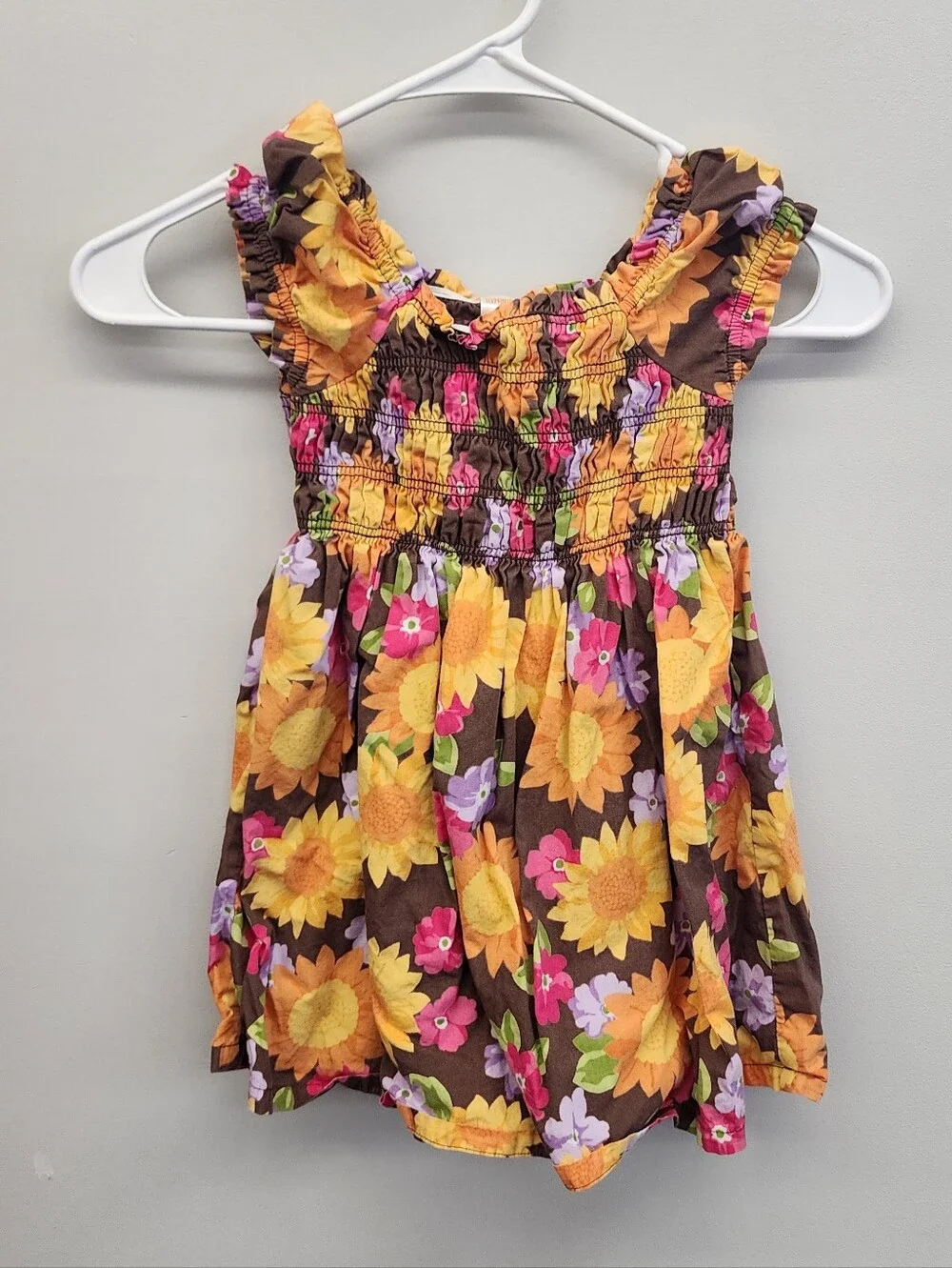 Gymboree Vintage 2011 Sunflower Floral Smocked Dress Girls Size 3